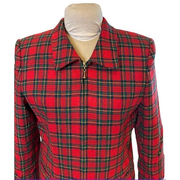 Norton McNaughton Shorts Suit 2 Pcs Blazer/Shorts Red/Green Tartan Sz. 8 Vtg - Picture 6 of 15